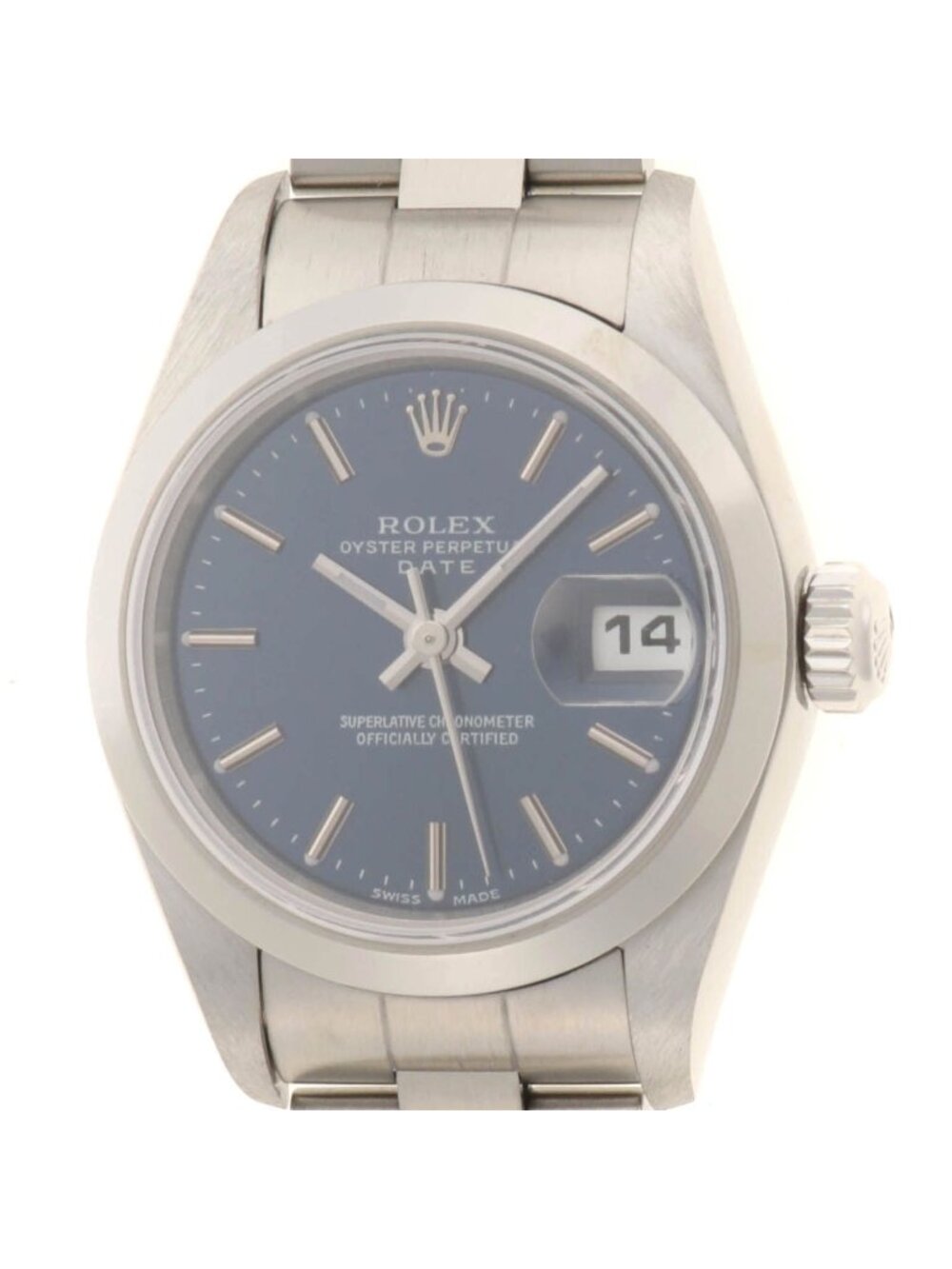 Rolex Oyster Perpetual Date Blue Stainless Steel Automatic Watch